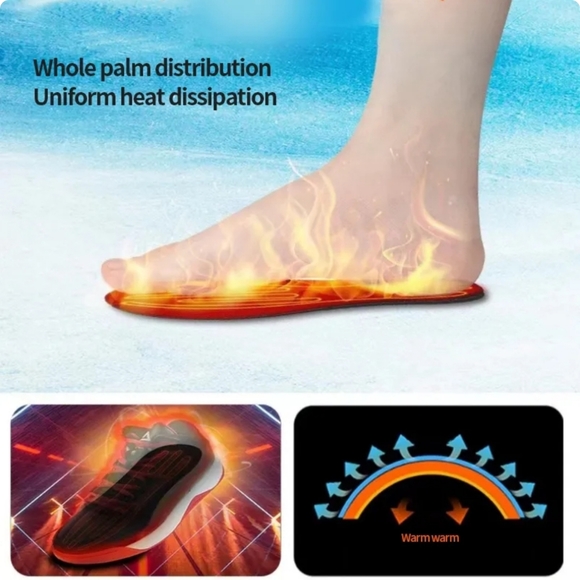 USB charging heating insoles for women or men & most shoe types, cut to fit - Picture 5 of 10
